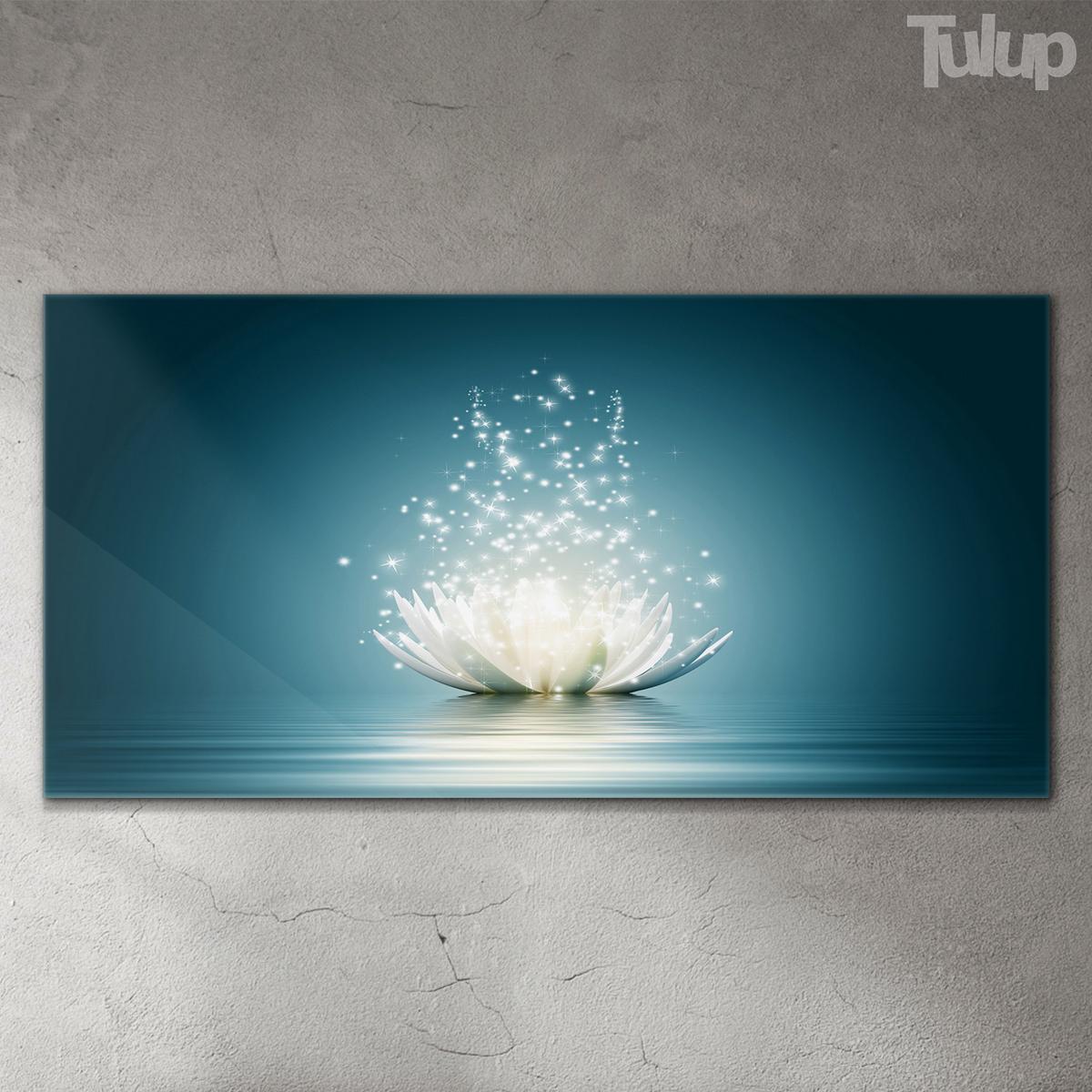 GLASBILD 120x60 cm Lotusblüte - Blau, Glas (120/60cm) - TULUP