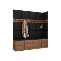 GARDEROBEN-SET Orion II - Nussbaumfarben/Schwarz, Holzwerkstoff/Kunststoff (168/186/46cm) - MIRJAN24