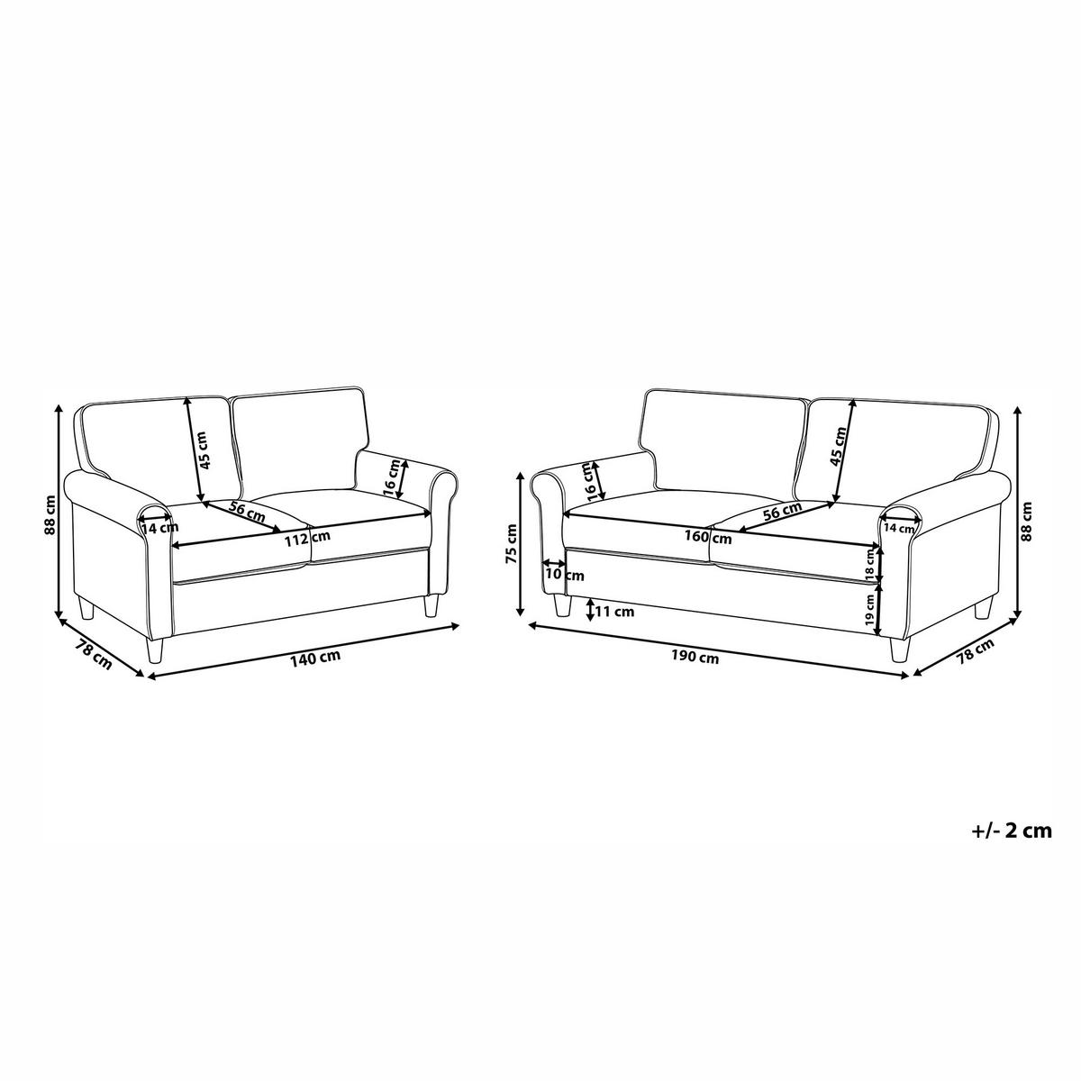 5-SITZER-SOFA SET Cord dunkelgrün Ronneby - Hellbraun/Grün, Textil (78/78/190cm) - Beliani