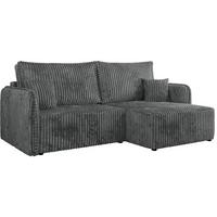 ECKSCHLAFSOFA MESTO L Dunkelgrau Cord - rechts - Dunkelgrau/Schwarz, Kunststoff/Textil (147/227cm) - MKS