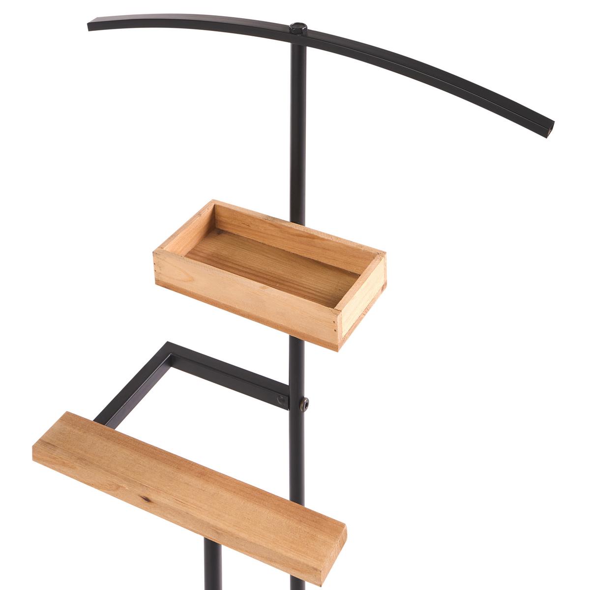 GARDEROBENSTÄNDER mit Fächern Schwarz Pipoon - Hellbraun, Metall (52/116/21cm) - Beliani