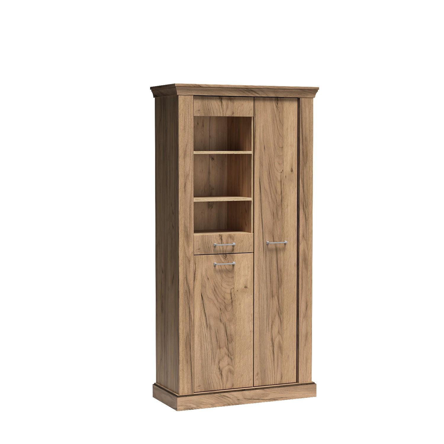 VITRINE DESIO 198 / 97 cm in Eichefarben - Eichefarben, Holzwerkstoff (97/198/42cm) - MASSENO