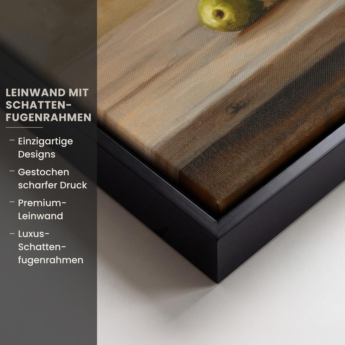 LEINWAND Bilder mit Rahmen - Oliven - Stilleben - Vintage - 60x40 - Olivgrün, Textil (60/40cm) - MuchoWow