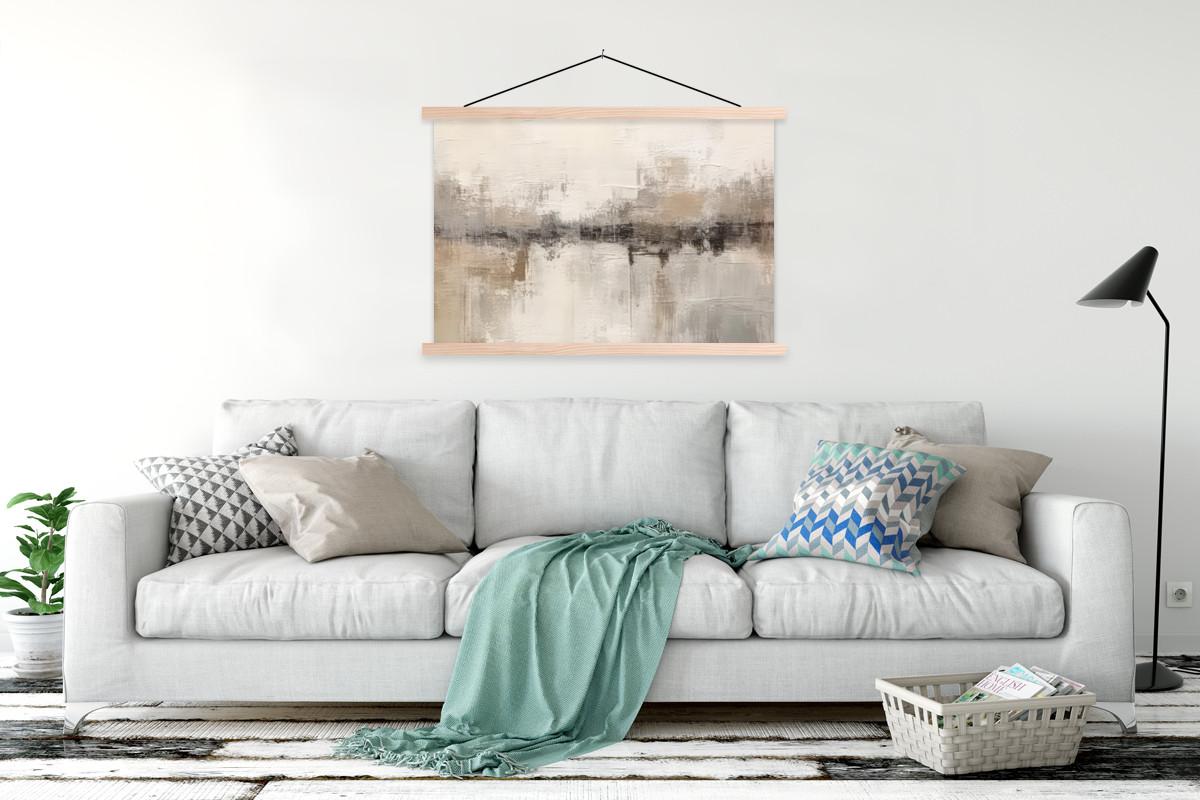 POSTER MIT MAGNETLEISTEN Moderne Kunst - Abstrakt - Beige Magnetleiste 120x80 cm - Beige, Textil (120/80/0.15cm) - MuchoWow