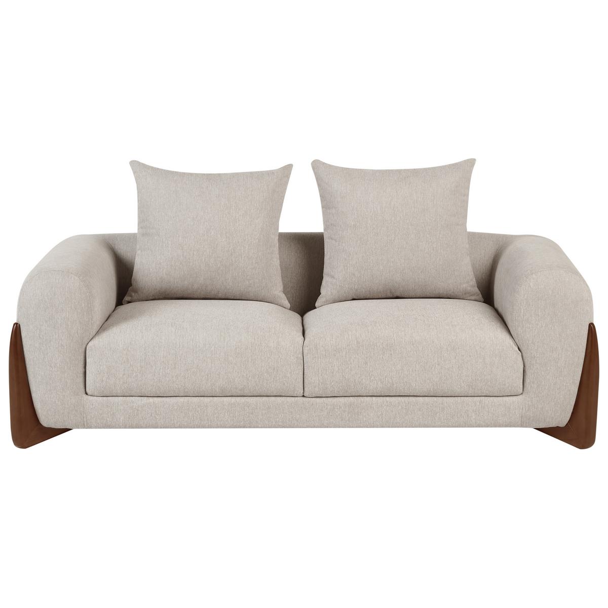 SOFA-SET 6-Sitzer Taupe Vinliden - Beige/Braun, Textil (217/82/87cm) - Beliani