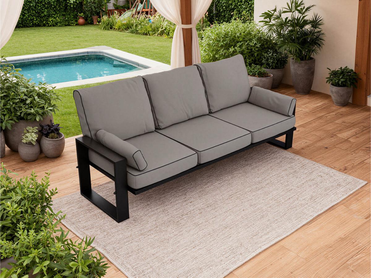 GARTENSOFA Elba 3 Sitzer - Grau - Grau, Textil (215/90/87cm) - MKS