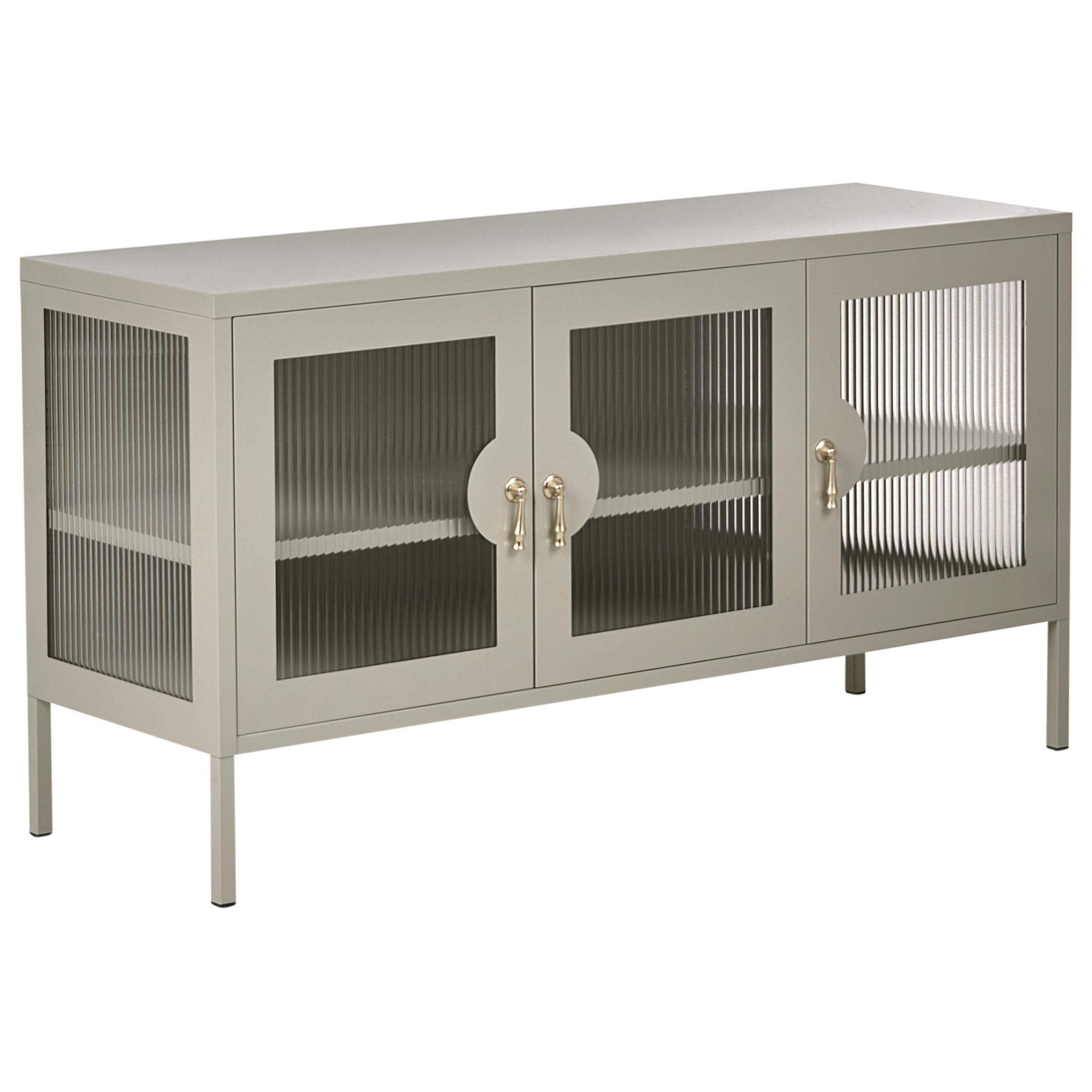 SIDEBOARD mit 3 Türen Metall Hellbeige Gleora - Beige, Metall (120/65/40cm) - Beliani