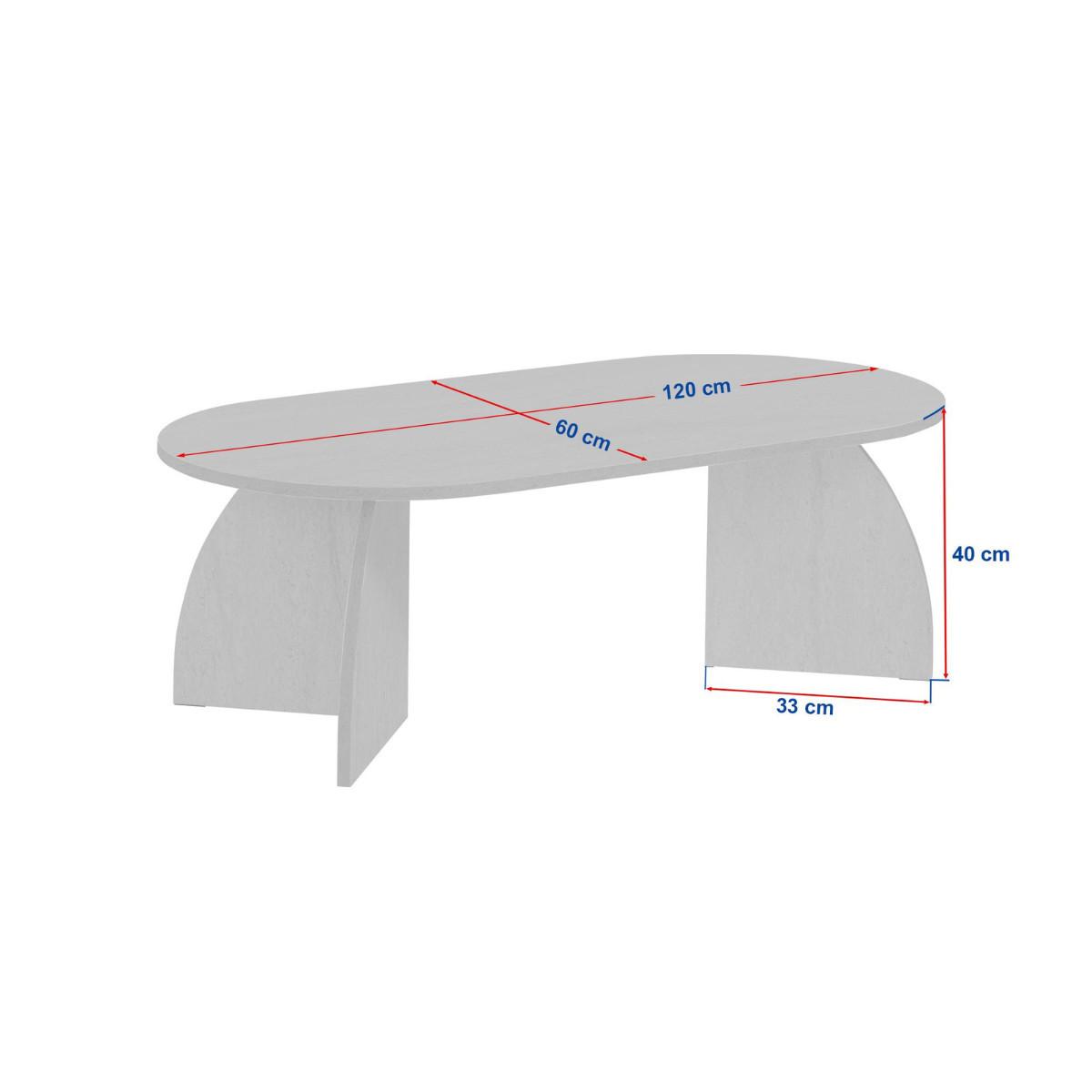 COUCHTISCH mit ovaler Tischplatte und geschwungenen Beinen 120/60/40 cm - Eichefarben, Holzwerkstoff (6.8/60/40cm) - Calicosy