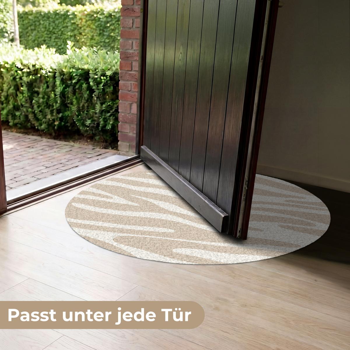 FUSSMATTE Zebramuster - Beige - Weiß - Tiermuster Schmutzfänger 90x90 cm - Beige, Kunststoff (90/0.4cm) - MuchoWow