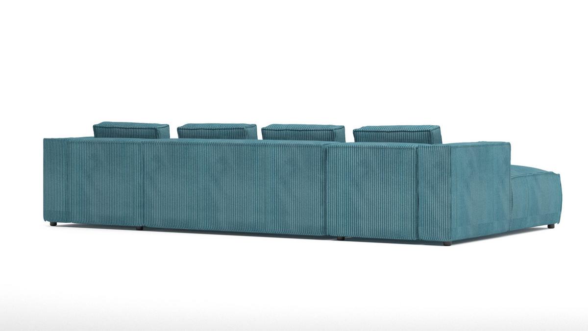 WOHNLANDSCHAFT Nova Türkis Cord - Türkis/Schwarz, Holz/Kunststoff (327/64/176cm) - S-Style Möbel