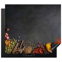 HERDABDECKPLATTE Kräuter - Lebensmittel - Gewürze - Schwarz - Paprika - Zimt Ceranfeldabdeckung 59x52 cm - Currygelb, Kunststoff (59/52/0.2cm) - MuchoWow
