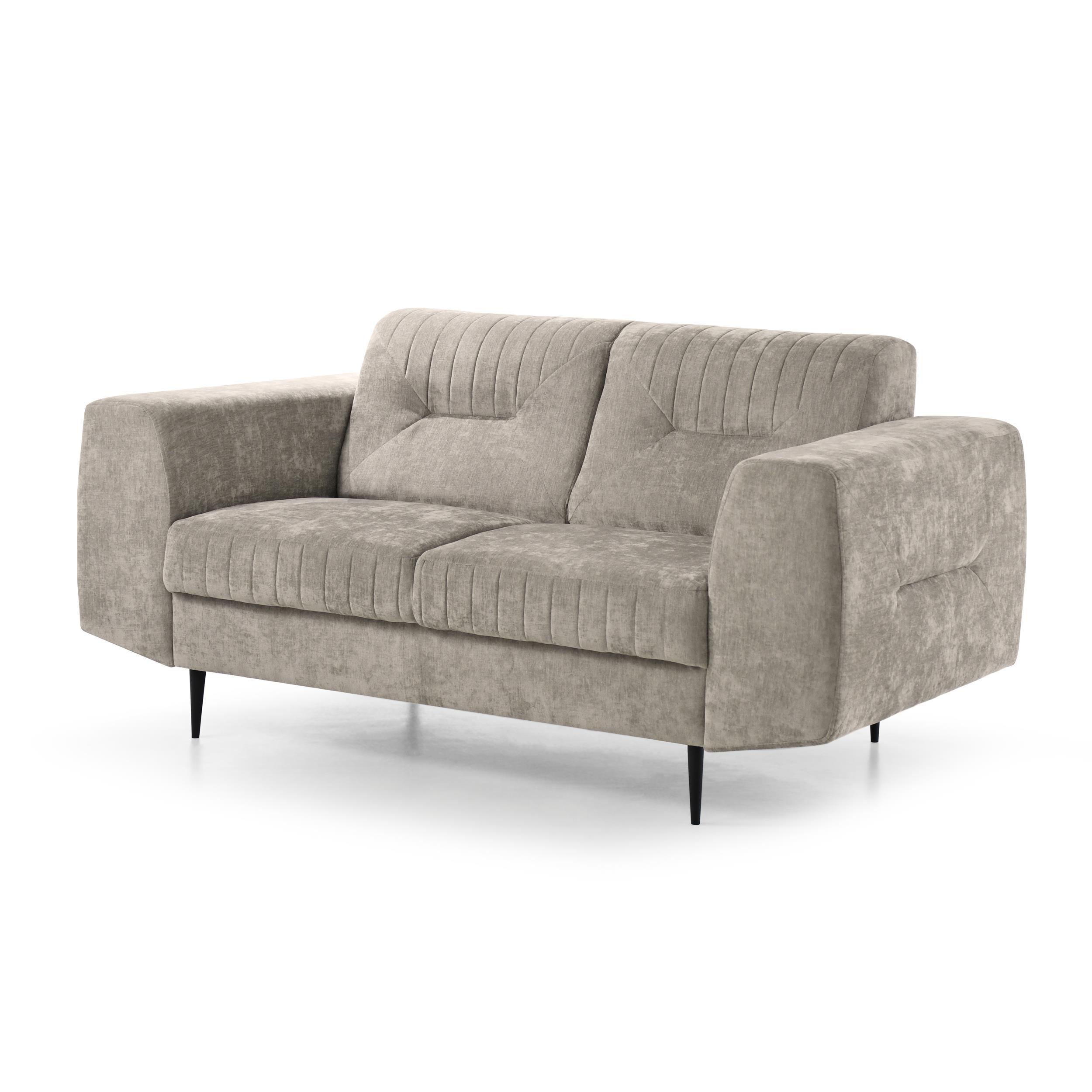 SOFA Venezia 2-Sitzer mit Metallbeinen, beige, 233 cm - Beige/Schwarz, Holzwerkstoff/Metall (172/85/94cm) - Beautysofa