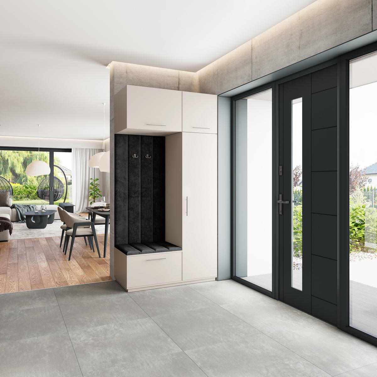 GARDEROBENSCHRANK REMA 120/240/60 cm Modern Kaschmir - Kaschmir/Schwarz, Holzwerkstoff (120/240/60cm) - MASSENO