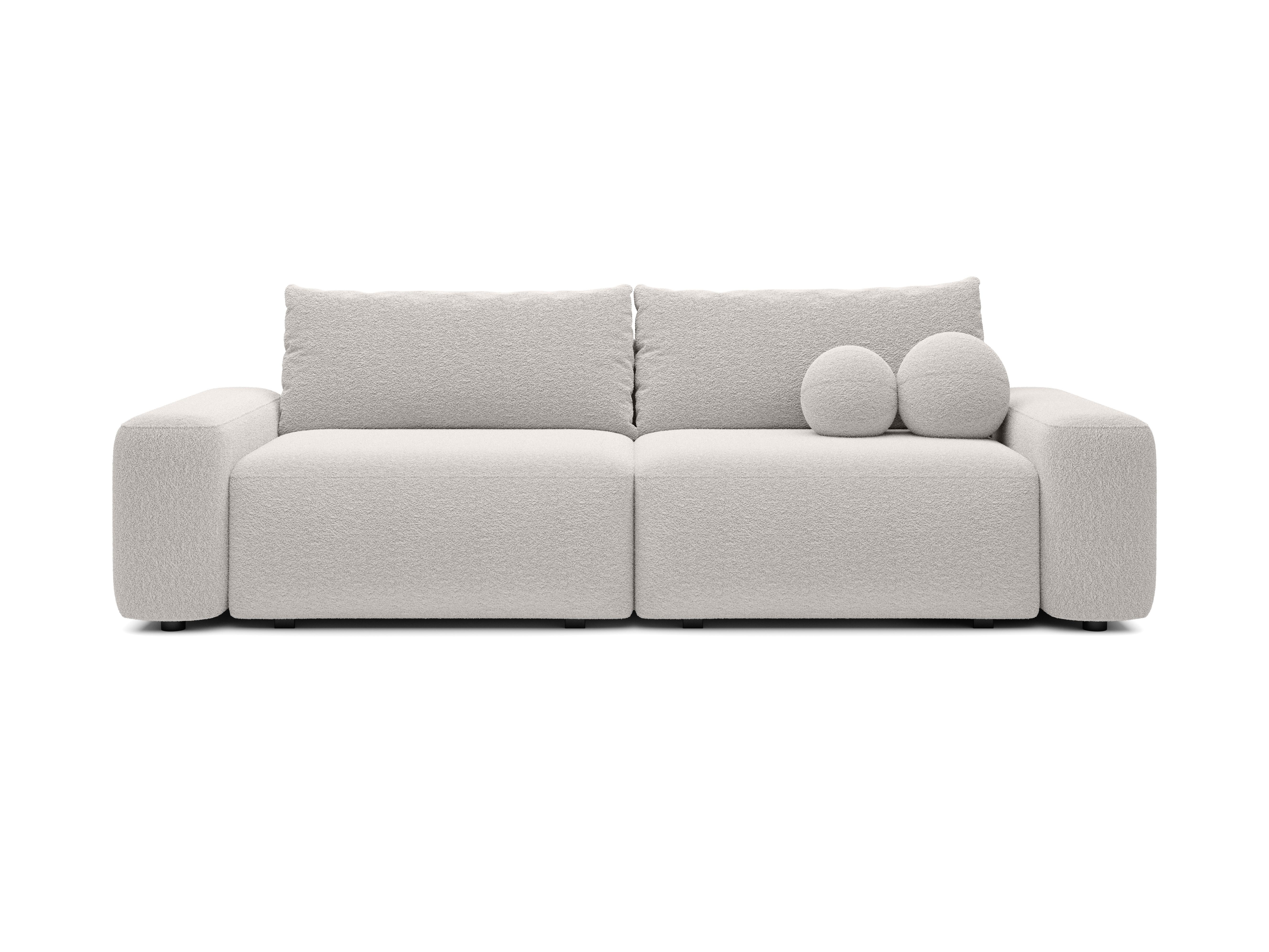 BETTSOFA RUOTA Grau Bucle-Stoff mit Schlaffunktion - Grau, Textil (105/87/257cm) - MASSENO