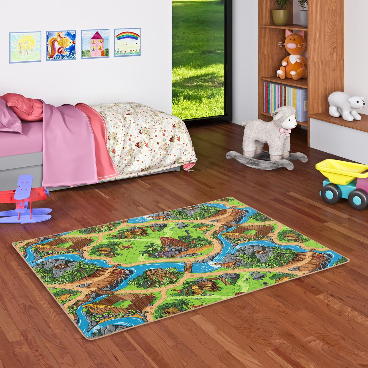 KINDER SPIEL STRASSENTEPPICH - Türkis, Textil (140/200cm) - Snapstyle