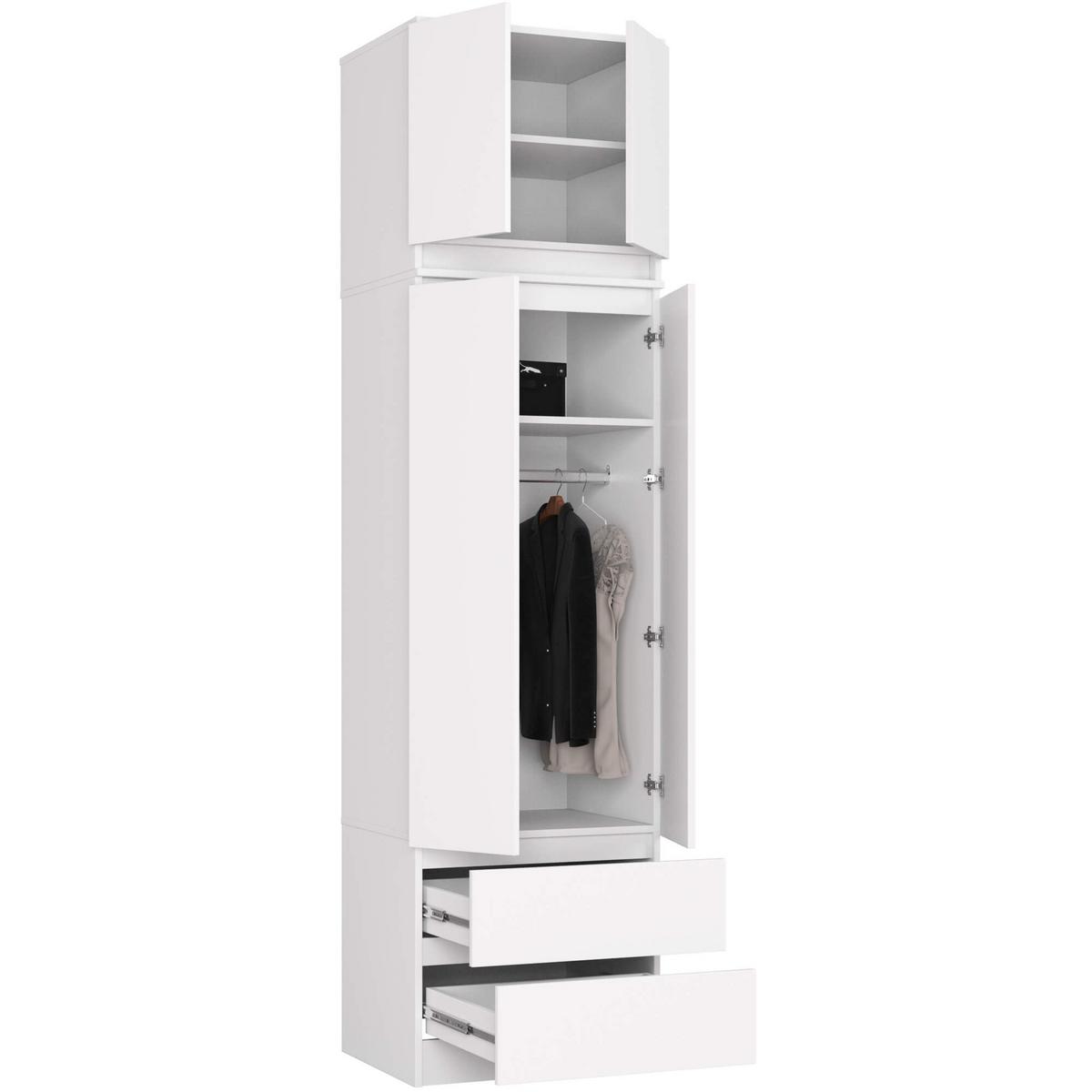 KLEIDERSCHRANK Weiß 234/60/51 - Weiß, Holzwerkstoff (60/234/51cm) - RAUMHIRSCH FURNITURE
