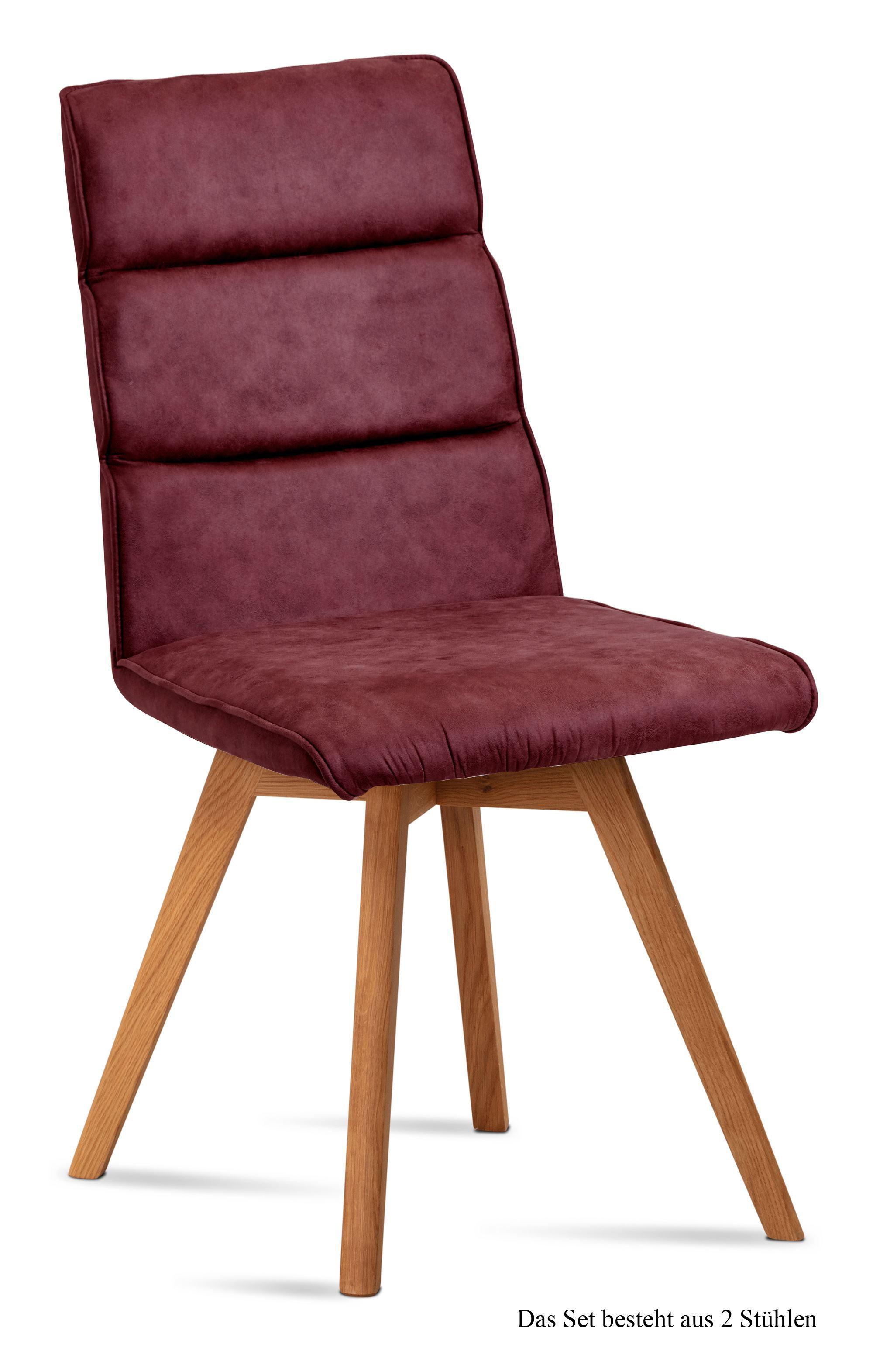 ESSZIMMERSTUHL (2er-Set) Dixie 47x92x60 Eiche geölt/Marsala - Eichefarben/Brombeere, Kunststoff (60/92/47cm) - 58aufmkessel