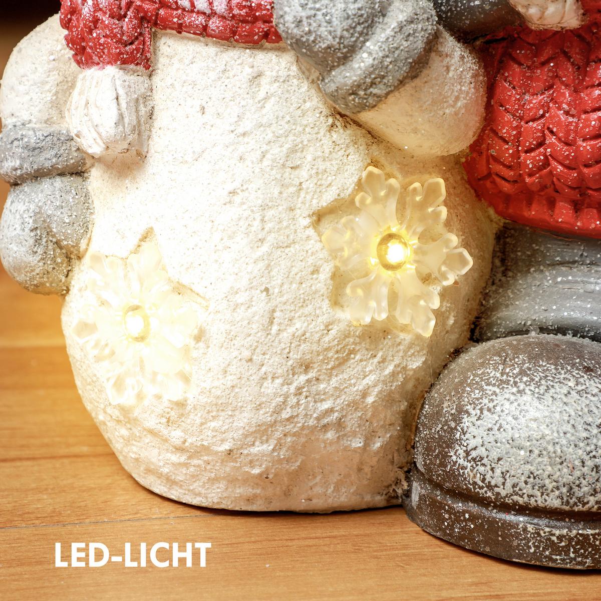 WEIHNACHTSDEKO Figur 45,5 cm Wichtel mit Schneemann LED-Licht In- und Outdoor - Multicolor, Kunststoff/Metall (18/45.5/25cm) - HOMCOM