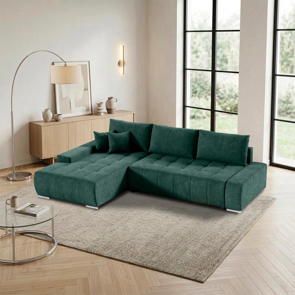 ECKSOFA Jonas 4 Sitzplätze Grün - Grün, Holzwerkstoff (265/185cm) - Petits-meubles