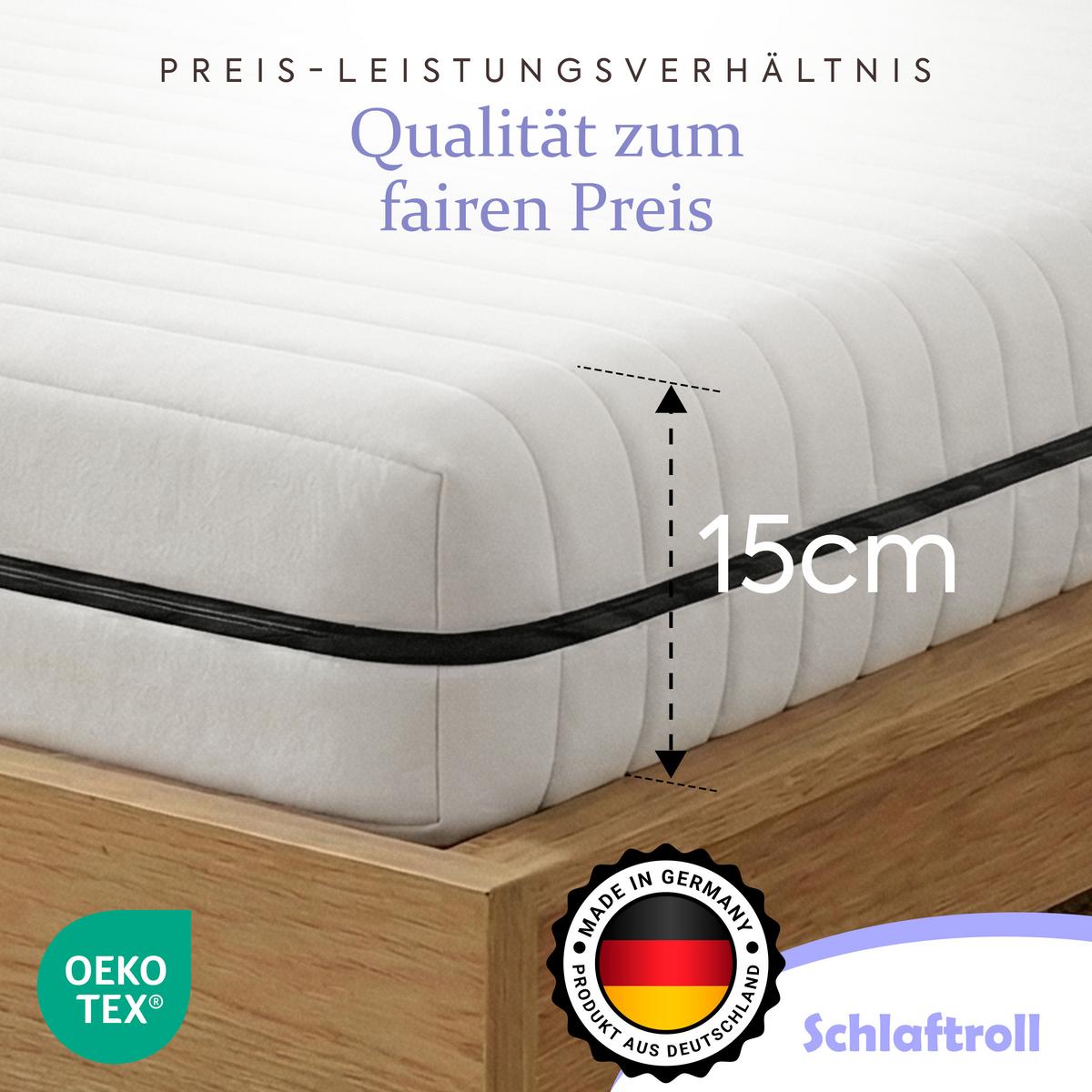KALTSCHAUMMATRATZE – Wendematratze H2/H3 mit abnehmbarem Bezug 120x200 cm - Weiß, Textil (120/200cm) - Schlaftroll