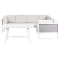 LOUNGE-SET 6-Sitzer Weiß Castella/Fratte - Hellgrau/Weiß, Metall - Beliani