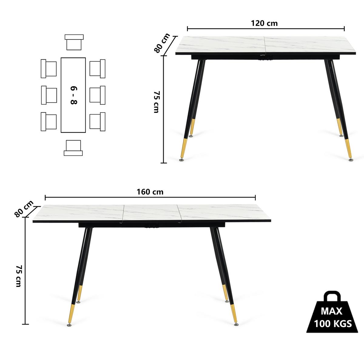 ESSZIMMER SET mit Ausziehbarem Tisch und Drehstühlen - Modernes Design - Schwarz/Braun, Holzwerkstoff/Metall (80/75/160cm) - Urban Meuble