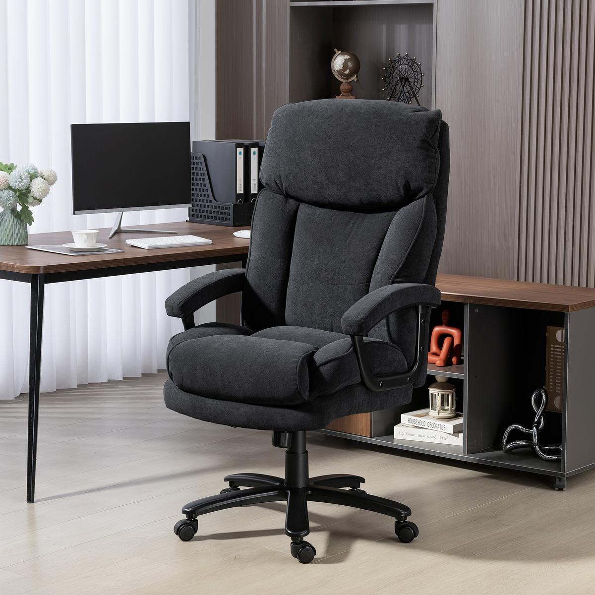 CHEFSESSEL Polyester Schwarz - Schwarz, Textil/Metall (68.5/125/79cm) - HOMCOM