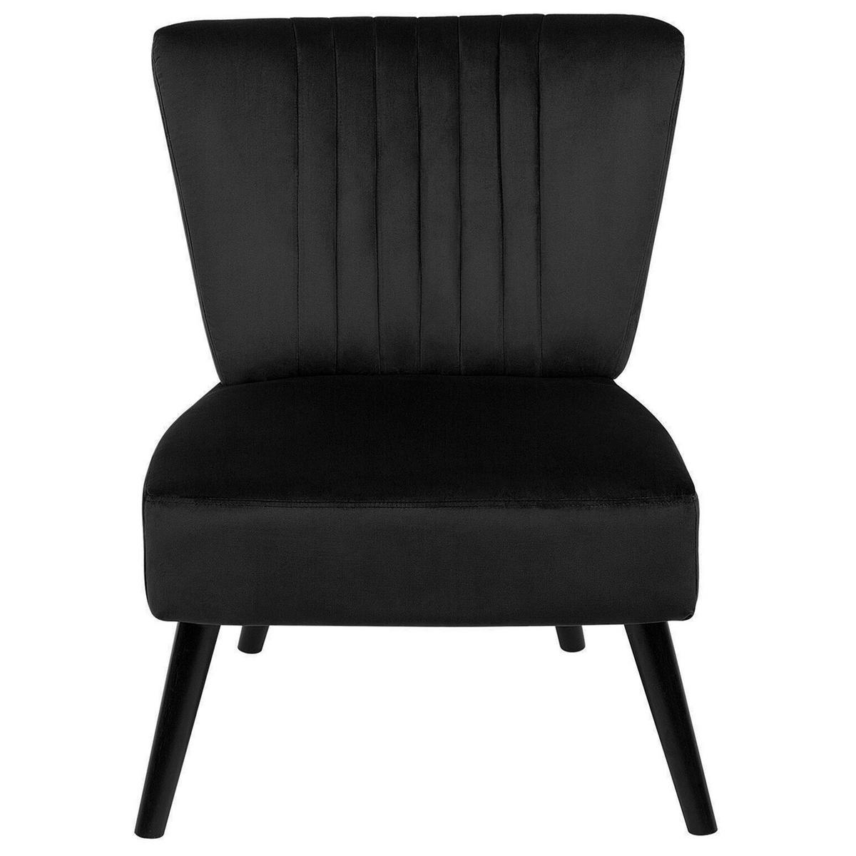SESSEL Samtstoff Schwarz Vaasa - Schwarz, Holz/Textil (60/85/61cm) - Beliani