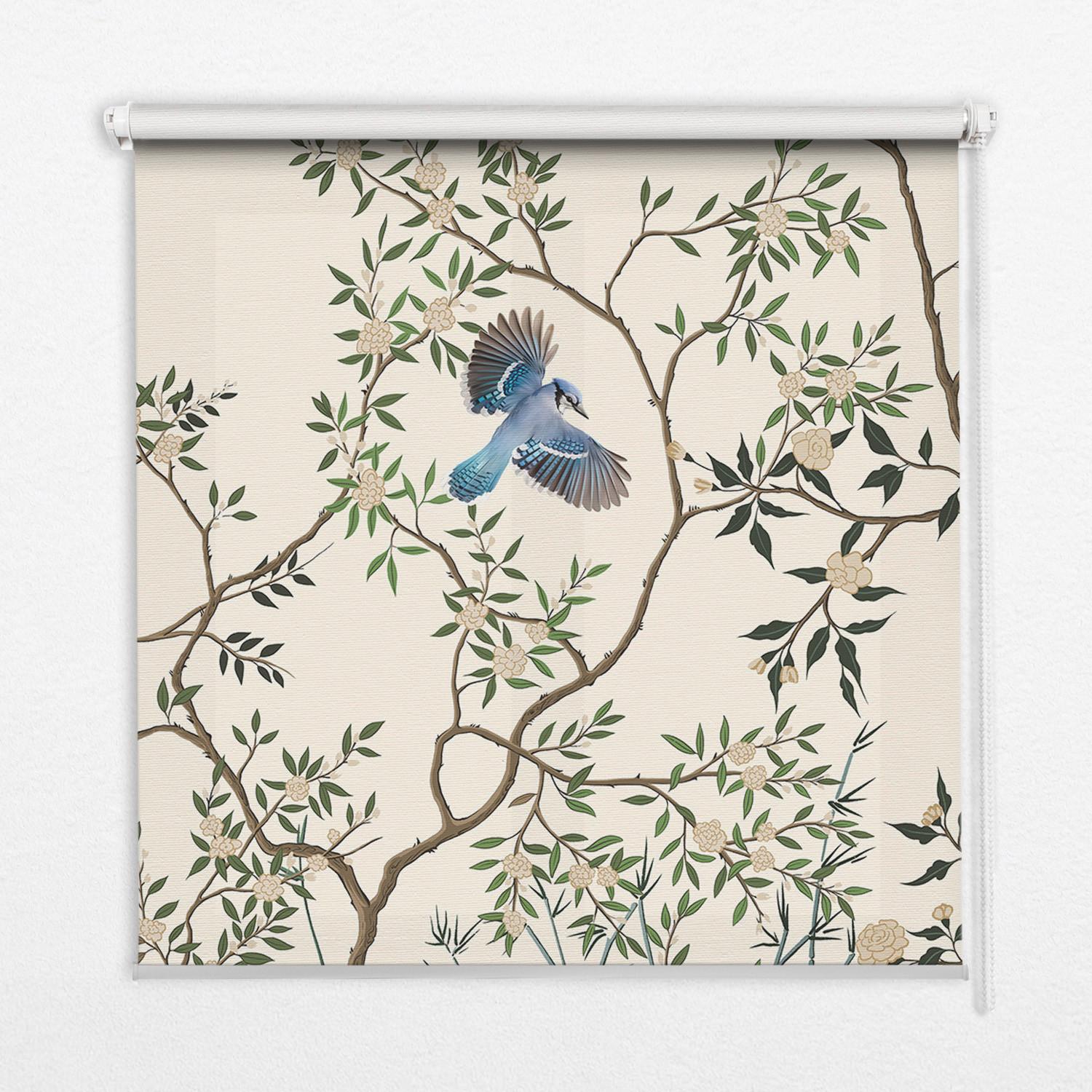 INNENROLLO - Fensterrollo - Rollo - 100x100 cm - Vögel auf einem Baum - Weiß, Kunststoff (100/100/0.5cm) - TULUP