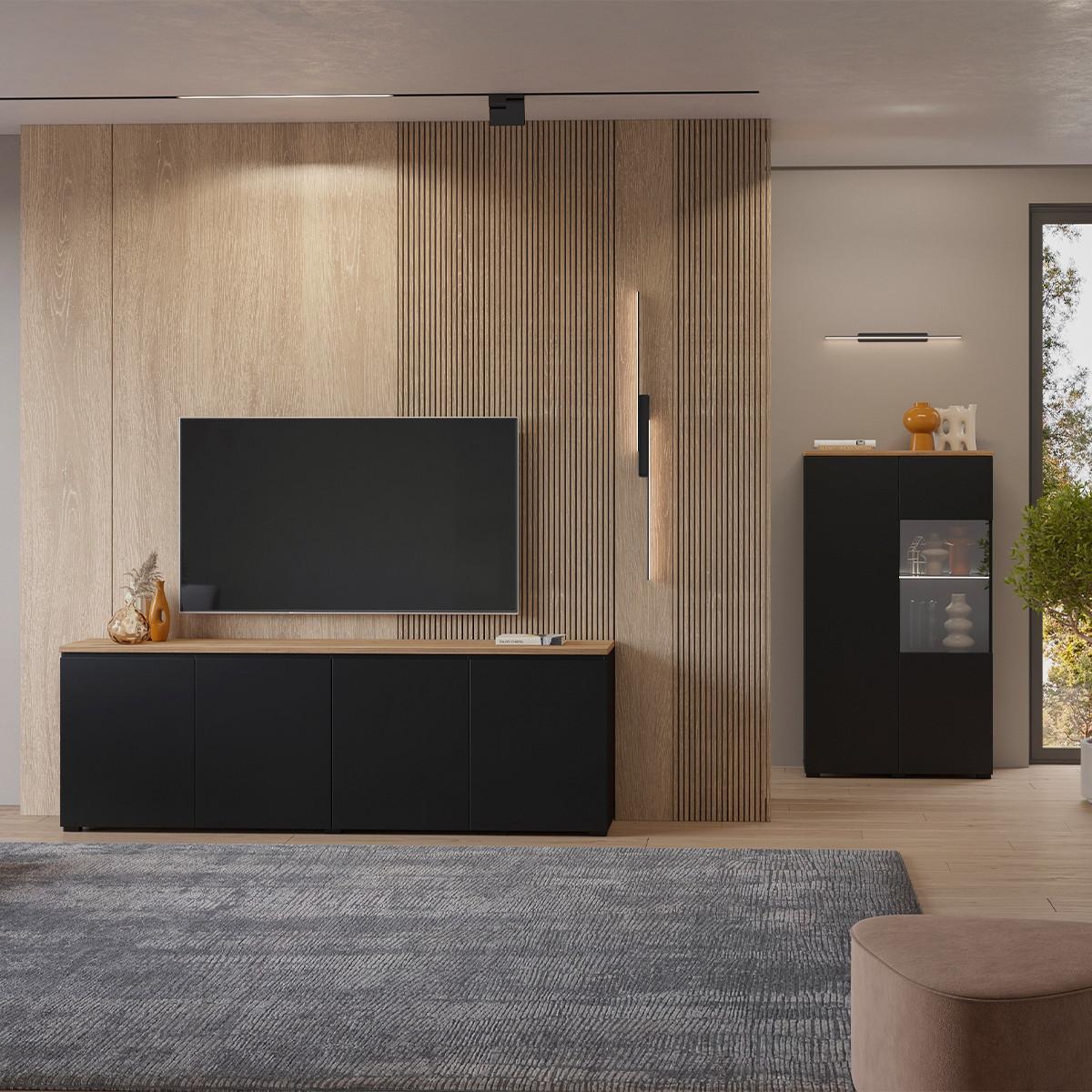 SIDEBOARD Liko Schwarz und Holz - Schwarz, Holzwerkstoff (200/67.9/34.5cm) - Petits-meubles