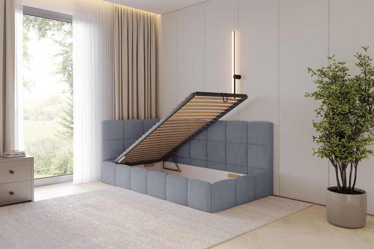 EINZELBETT Jugendbett mit Bettkasten Rechts, mit Matratze - LIVY 100x200 Grau - Grau, Holzwerkstoff/Textil (100/200cm) - ALTDECOR