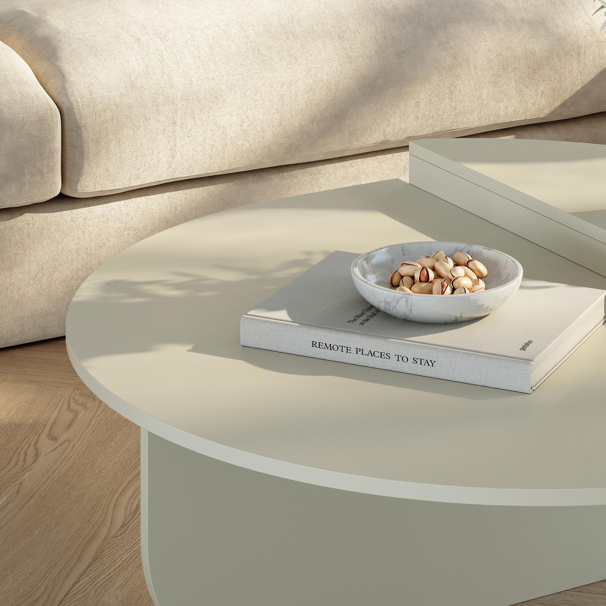 COUCHTISCH Tondesdaslo 90/90/35 cm - Creme, Holzwerkstoff (90/90/35cm) - [en.casa]