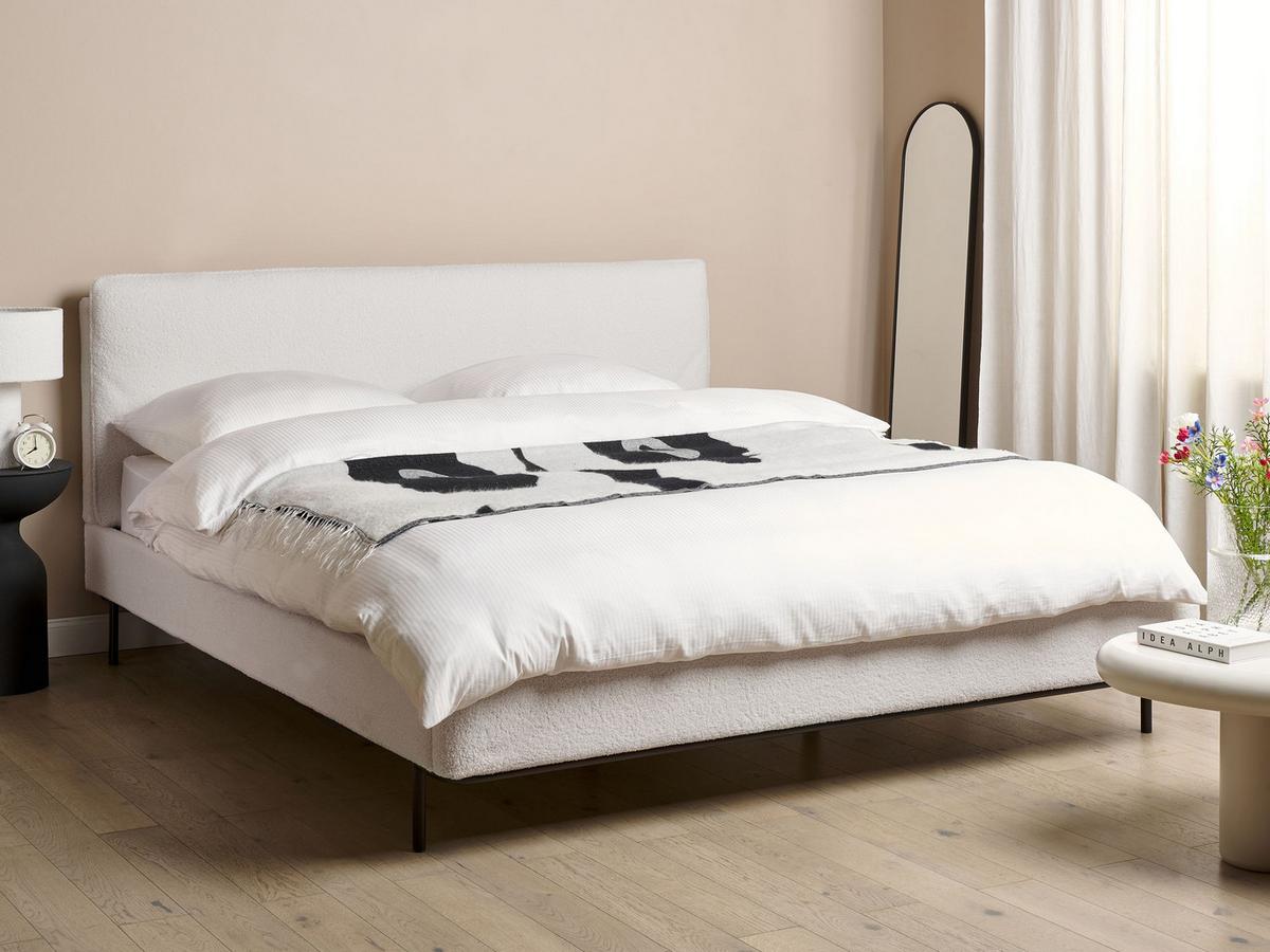 POLSTERBETT mit Lattenrost 180x200 cm Weiß Corio - Creme, Textil (180/200cm) - Beliani