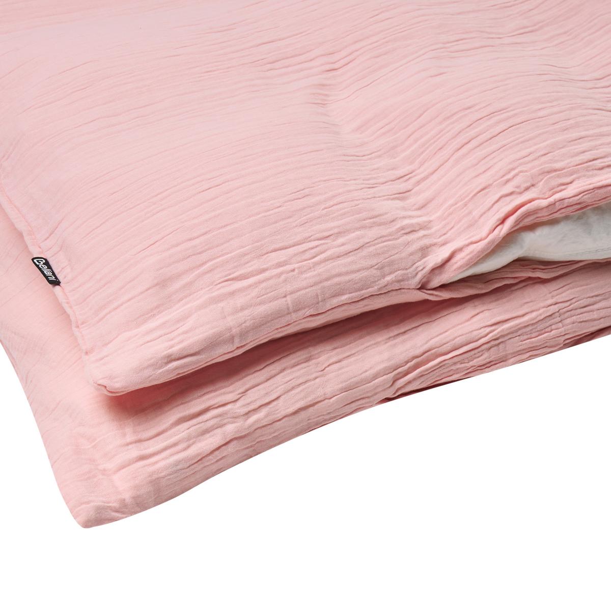 BETTWÄSCHE-SET 200/200 cm Baumwollmusselin Pastellrosa Sumner - Pink, Textil (200/200cm) - Beliani
