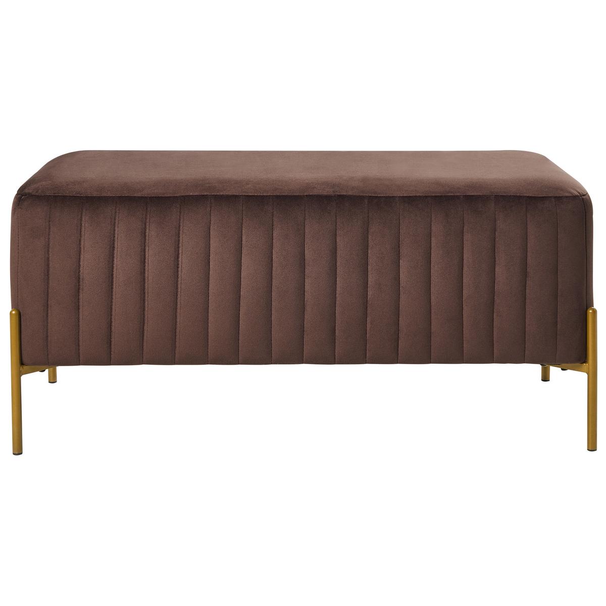 POLSTERBANK Samtstoff Dunkelbraun Utah - Goldfarben/Braun, Textil/Metall (91/43/47cm) - Beliani