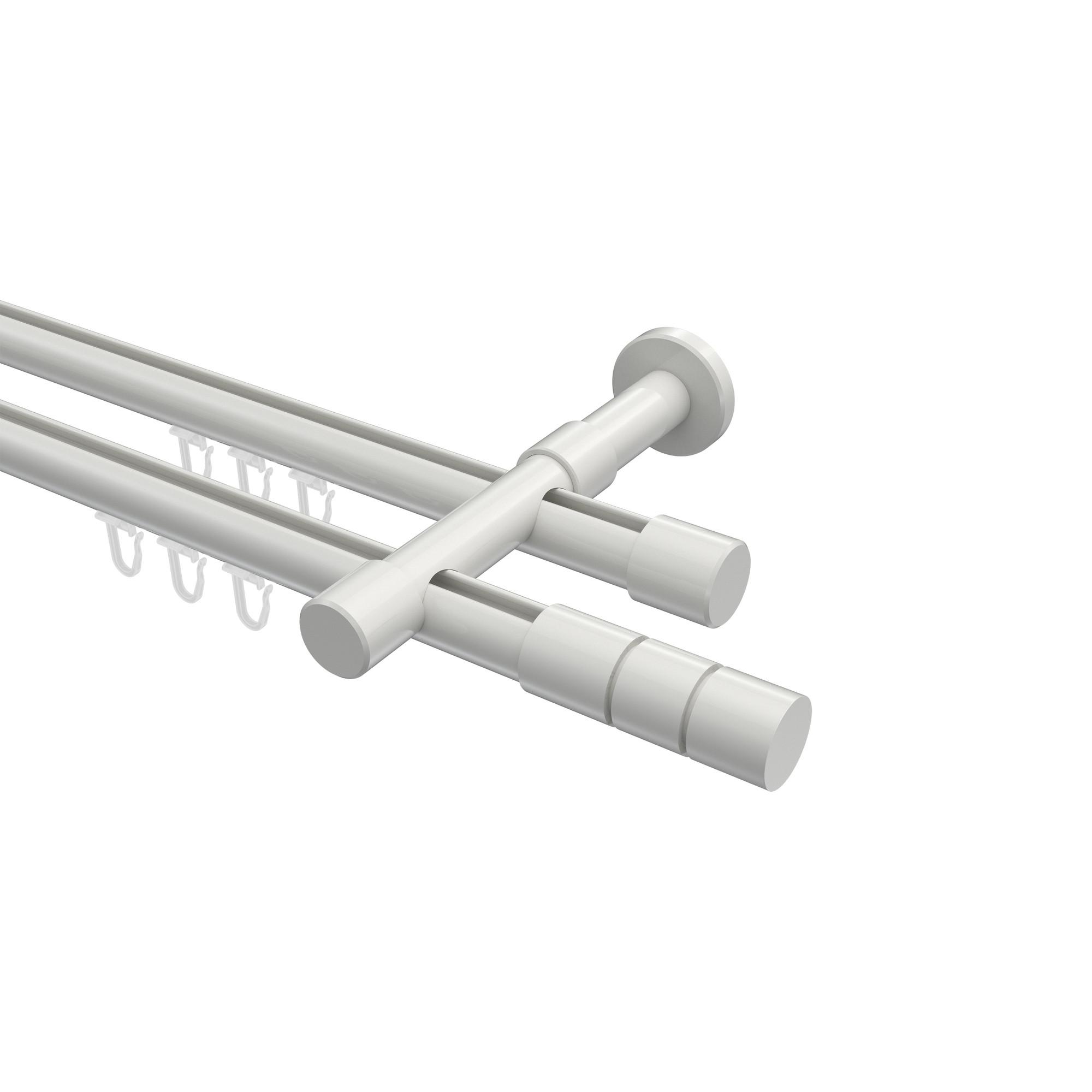 GARDINENSTANGE INNENLAUF Prestige Elanto 300 cm (geteilt in 3 x 100 cm), 2-läufig, 20 mm Ø Weiß - Weiß, Metall (300cm) - INTERDECO