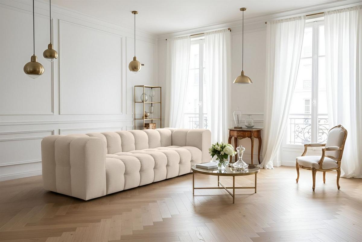 SOFA 4-sitzer Solvie In Tiffani - Beige, Holzwerkstoff/Textil (250/75/106cm) - Fun Möbel