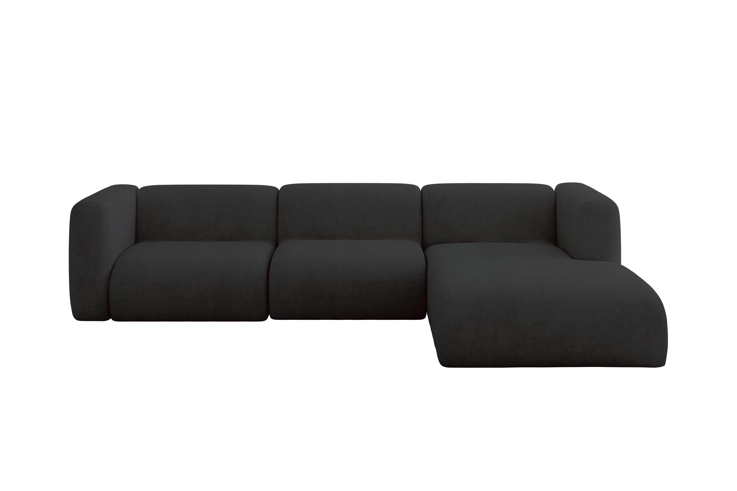 ECKSOFA Ottomane Rechts MIRA-L2 318x179x89 Schwarz Velours - Anthrazit/Schwarz, Holzwerkstoff/Kunststoff (318/179cm) - ALTDECOR