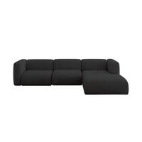ECKSOFA Ottomane Rechts MIRA-L2 318x179x89 Schwarz Velours - Anthrazit/Schwarz, Holzwerkstoff/Kunststoff (318/179cm) - ALTDECOR