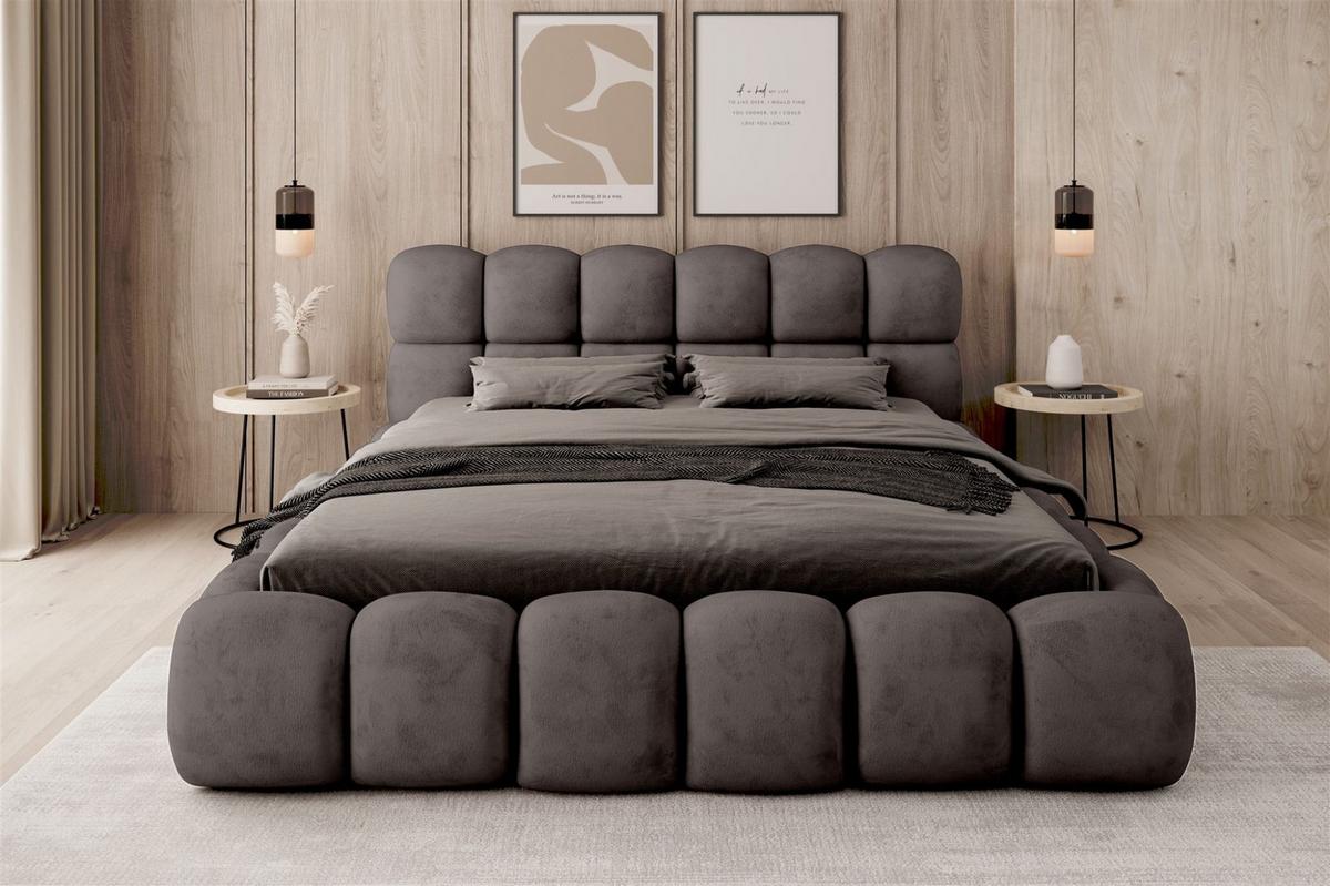 POLSTERBETT Aurelia Komplettset - Anthrazit, Holzwerkstoff/Textil (180/200cm) - Fun Möbel