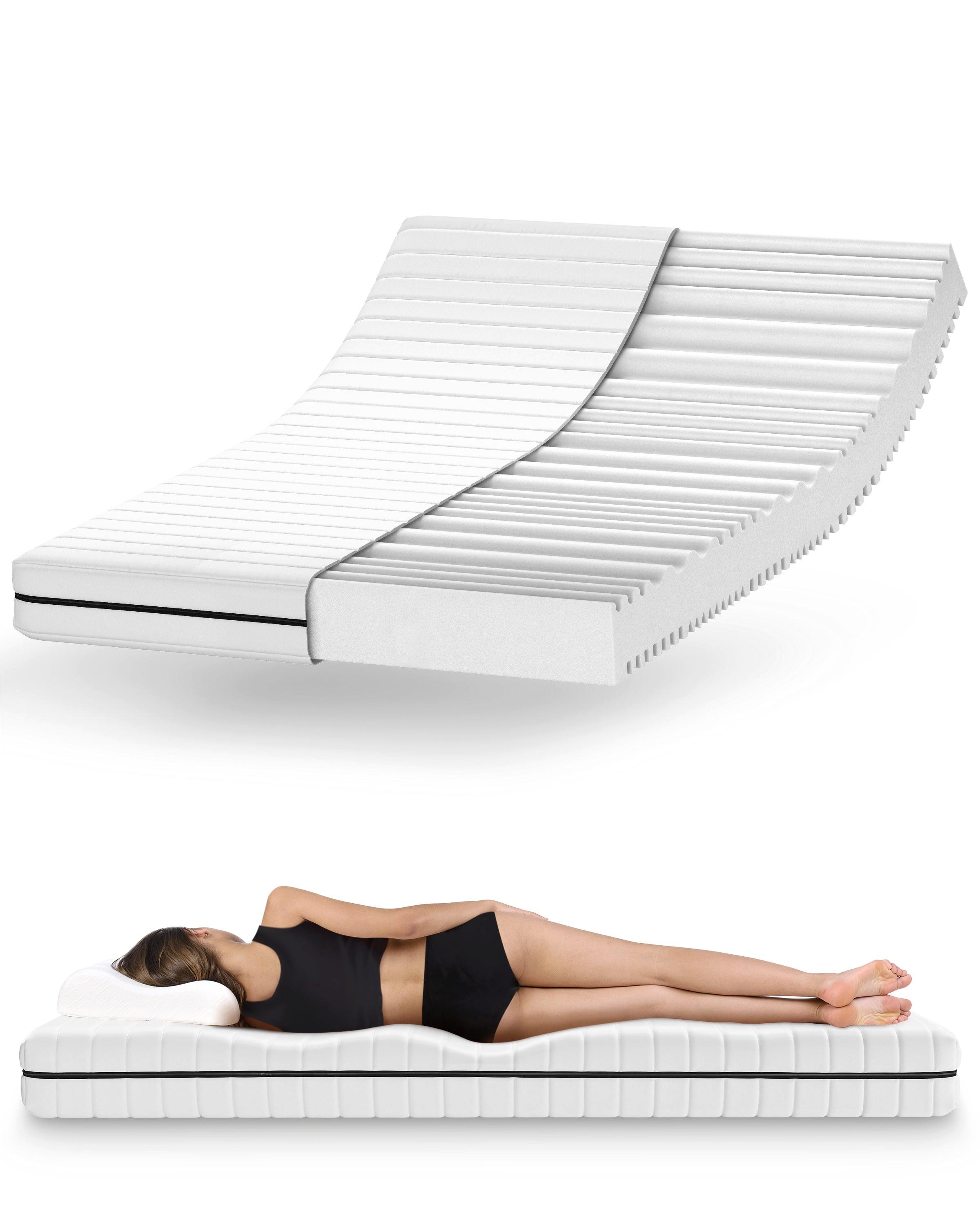 KALTSCHAUMMATRATZE 100x200 cm – ergonomische 7-Zonen Matratze H2 & H3 – 18 cm Höhe - Weiß, Textil (100/200cm) - Mister Sandman