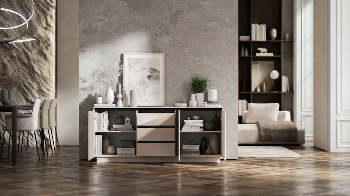 KOMMODE Selene 3D Kaschmir Matt Glamour 167 cm - Kaschmir, Holzwerkstoff (166.8/71.4/35cm) - Meble Lindner