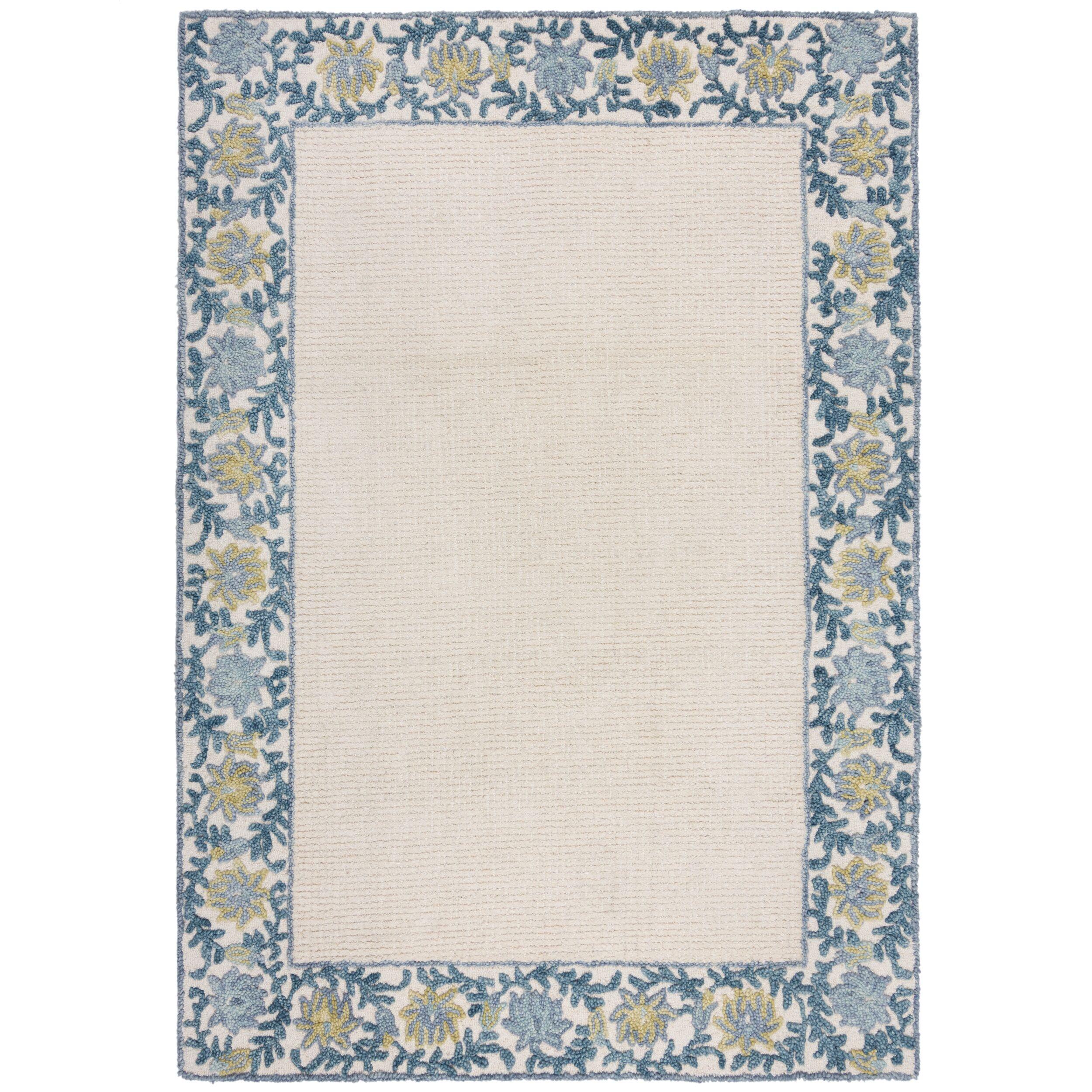 WOLLTEPPICH BROK, mit Bordüre, Blau, 160 x 230 cm - Blau, Textil (160/230cm) - KADIMA DESIGN