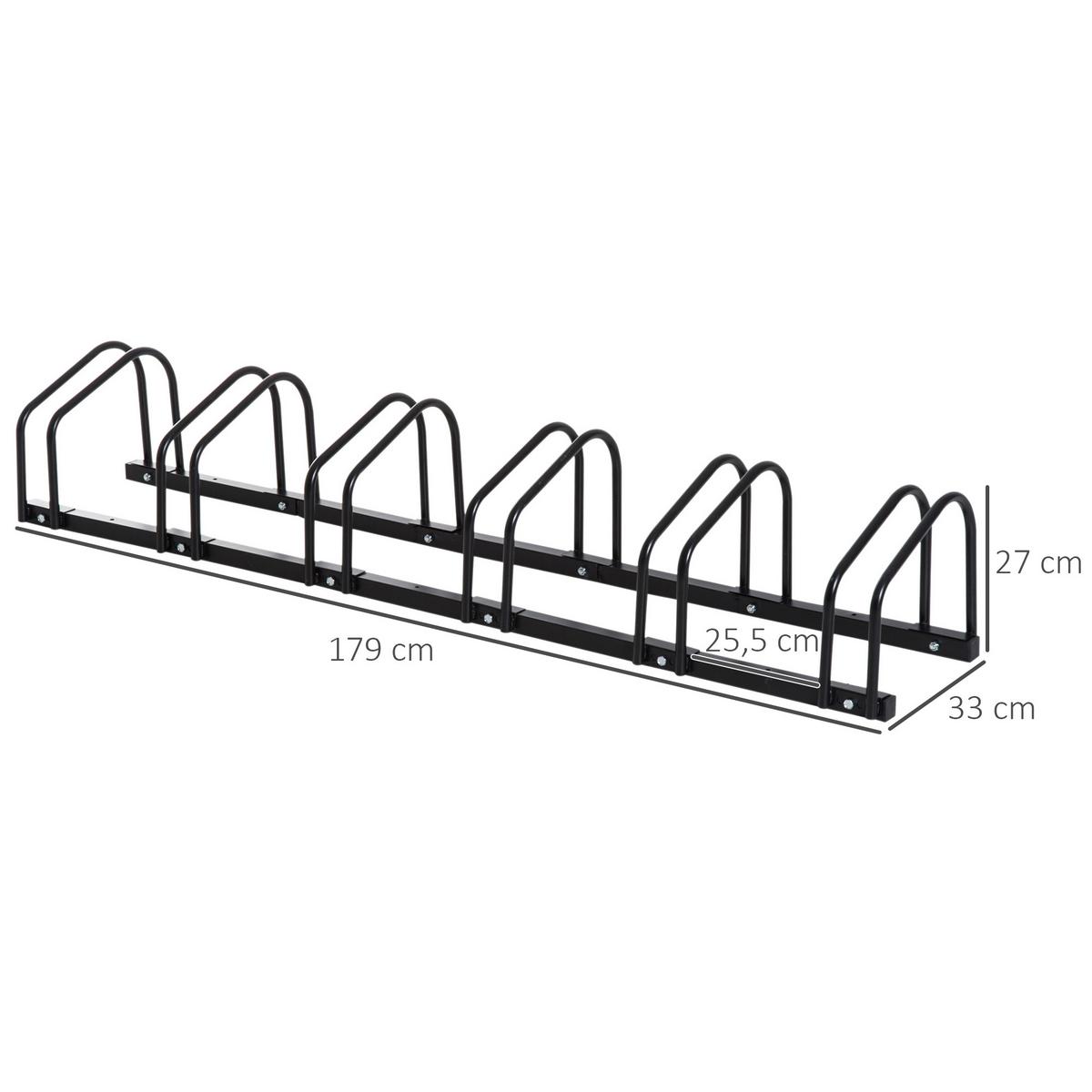 FAHRRADSTÄNDER Aufstellständer Radständer Mehrfach Bike bis 6 Fahrräder Stahl - Schwarz, Metall (33/27/179cm) - HOMCOM