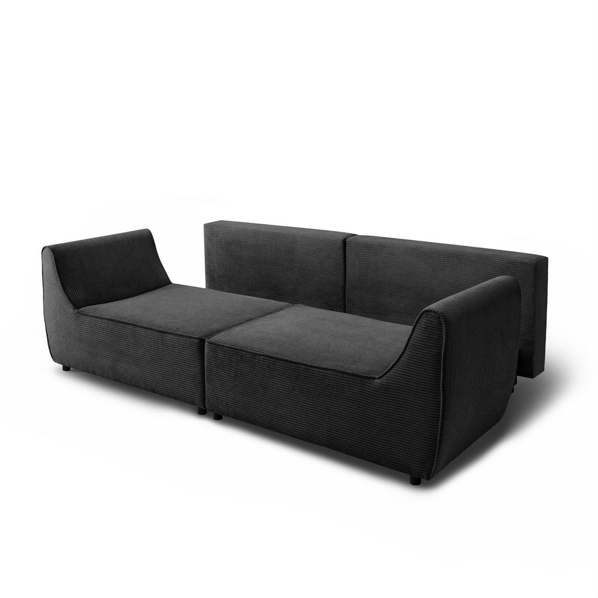 SOFA ASPEN Zweisitzer mit Schlaffunktion, Anafi 19 - Graphitfarben, Textil (267/94/95cm) - Lookway