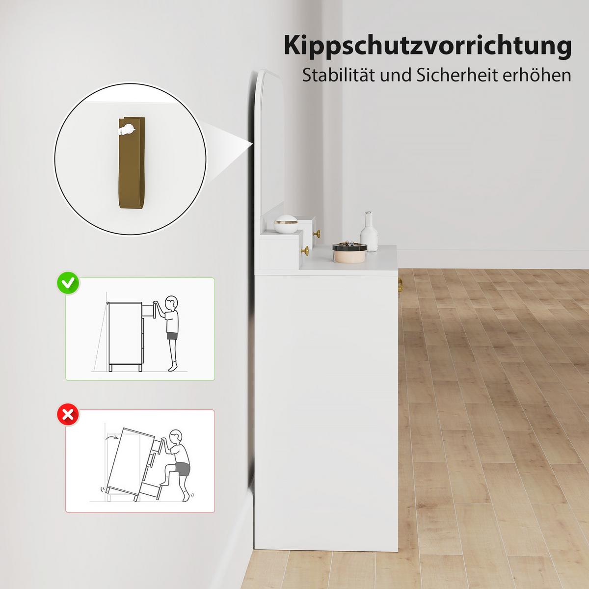 SCHMINKTISCH Spanplatte Weiß - Weiß, Holzwerkstoff (40/135/80cm) - HOMCOM