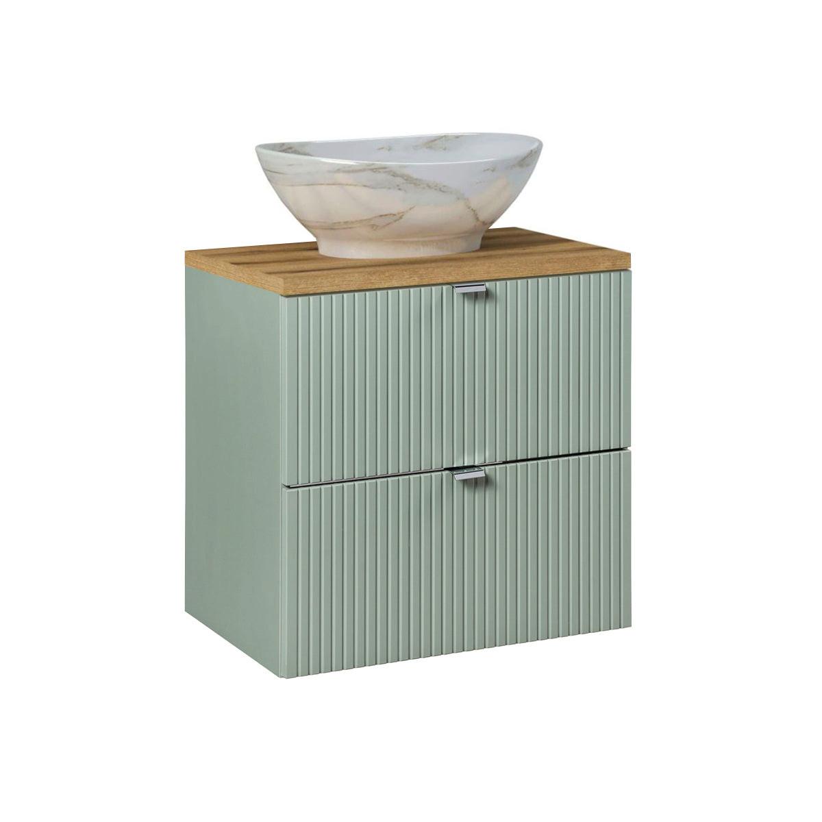 BADMÖBEL 60.4cm Jade 2er-Set Grün und Holz - Grün, Holzwerkstoff (60.4/59/40cm) - Petits-meubles