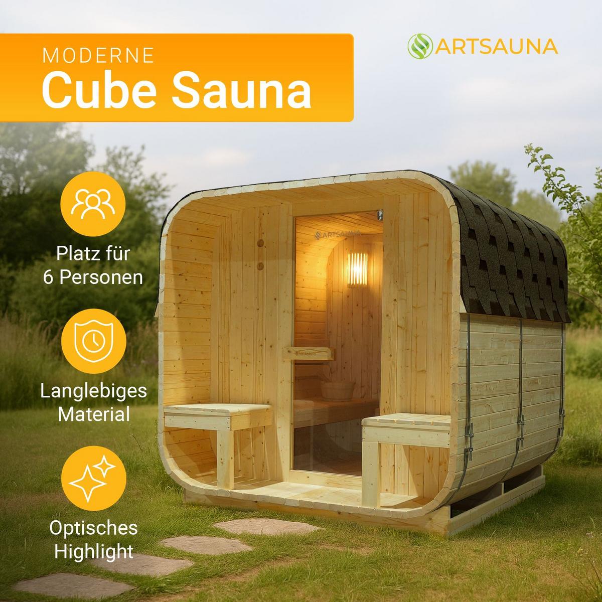 FASSSAUNA Nolvik XXL inkl. Zubehör-Set - Naturfarben, Holz (186/194/220cm) - Artsauna