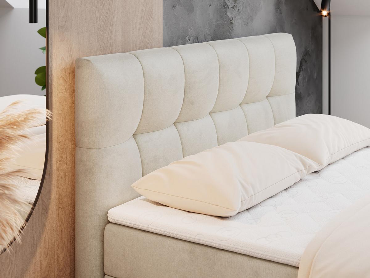 BOXBETT RICO 140/200 Beige Velvet - H3 - Beige, Holz/Textil (140/200cm) - MKS