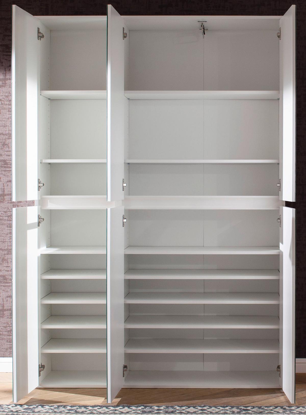 GARDEROBENSCHRANK weiß 111 x 191 cm, Schuhschrank mit Spiegeltüren - Weiß, Glas/Holzwerkstoff (111/191/34cm) - Top.Furn